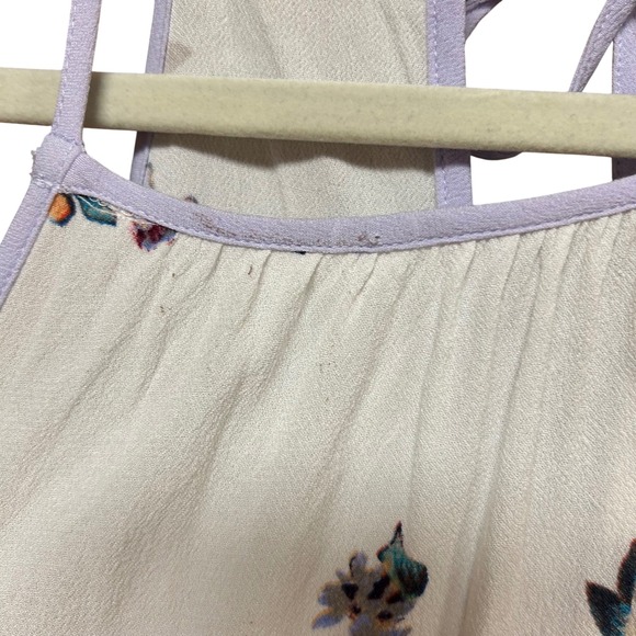 Free People Floral Tank Top Womens Small Cream Lavender Boho Halter  Fairycore - Picture 5 of 8